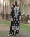 Rayon Cotton Top and Pant with Chikankari Work Black