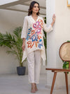 Off-White Hand Brush Printed A-Line Kurta Pant Set