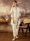 Co-ord Set Khadi Cotton with Embroidery Work- Soft Ivory