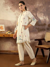 Co-ord Set Khadi Cotton with Embroidery Work- Soft Ivory