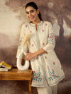 Co-ord Set Khadi Cotton with Embroidery Work- Soft Ivory