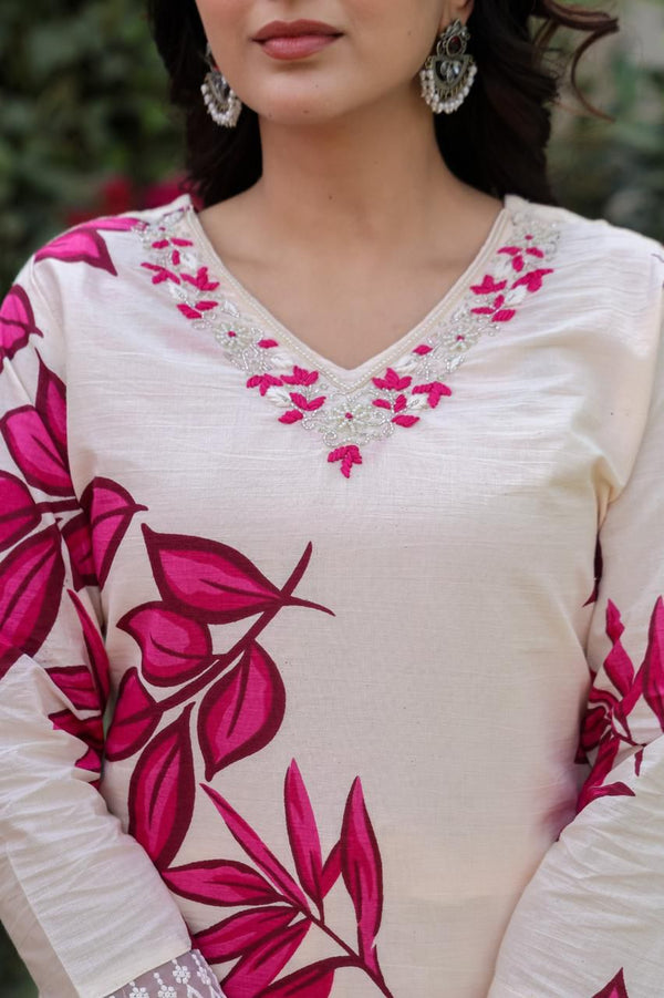 Leahariya Duppta Print Suit with Flowers Print Pant&MulMul Dupatta