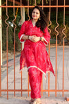 Rayon Bright Reddish Pink Ethnic Co-ord Set