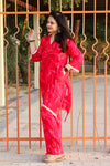 Rayon Bright Reddish Pink Ethnic Co-ord Set