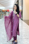 Elegant Muslin Kurta Set in Stunning Purple with Traditional Badhni Print