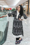 Black Ethinic Motif Printed 2pcV- Neck Straight Kurta with Pocket Pant