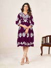 Frill and Flare Midi Dress with Lakhnavi Work-Wine Red