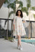 Off White Floral Embroidered Empire Dress