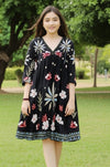 Cotton Top with Embroidery Work - Black