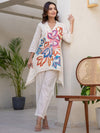 Off-White Hand Brush Printed A-Line Kurta Pant Set
