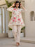 Off White Embroidered A Line Short Kurti Pant set