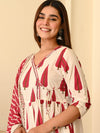 Pure Fine Cotton Fabric Kurti 3 PC Set- Off White