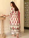 Pure Fine Cotton Fabric Kurti 3 PC Set- Off White