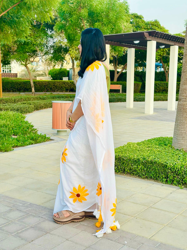 Mul Cotton Hand Painted Big Pompom Sarees